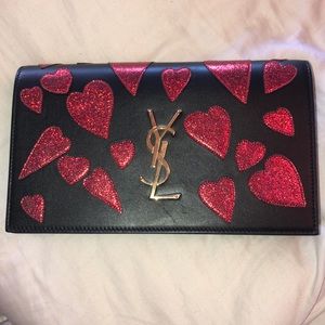 SAINT LAURENT Monogram Heart -Patch Clutch Bag
